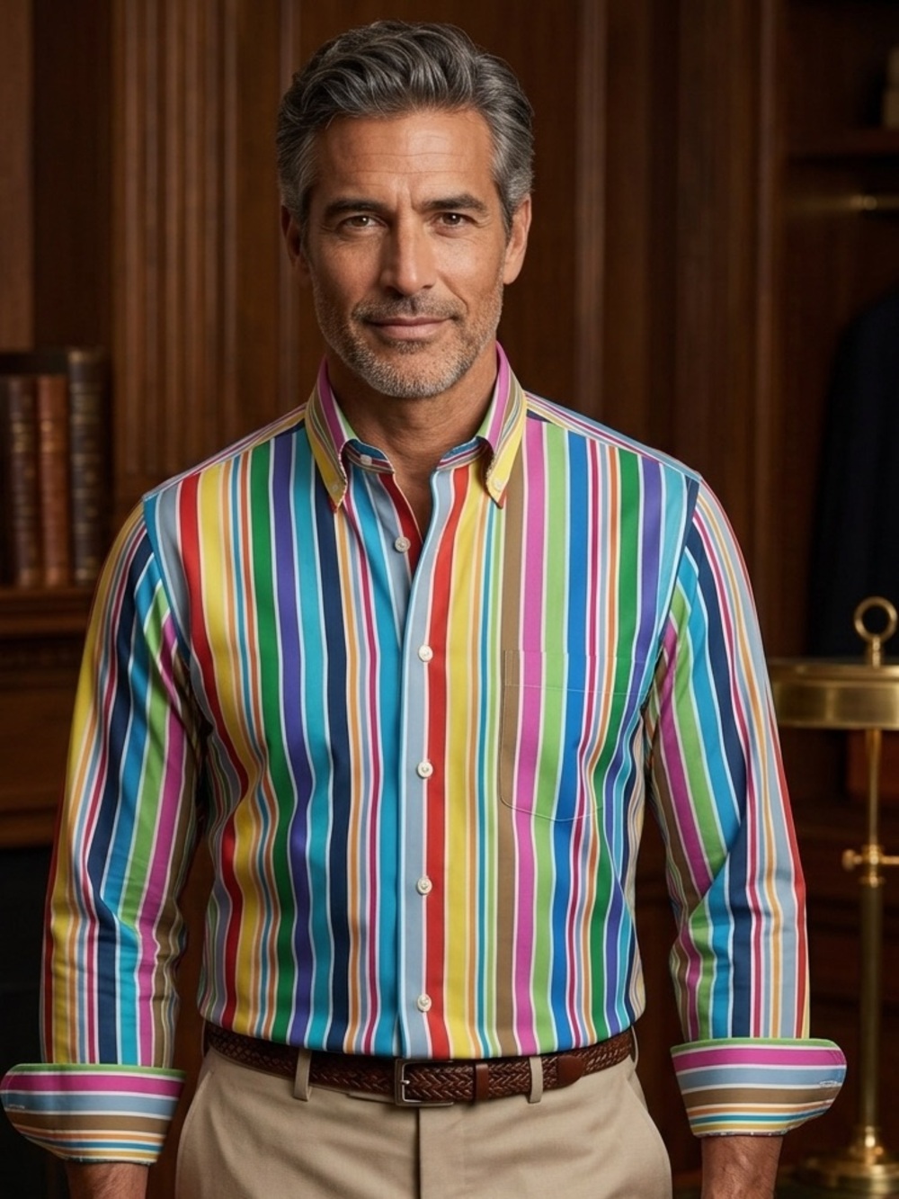 Maus & Hoffman Men's Multicolor Vertical Stripe Button-Down Shirt